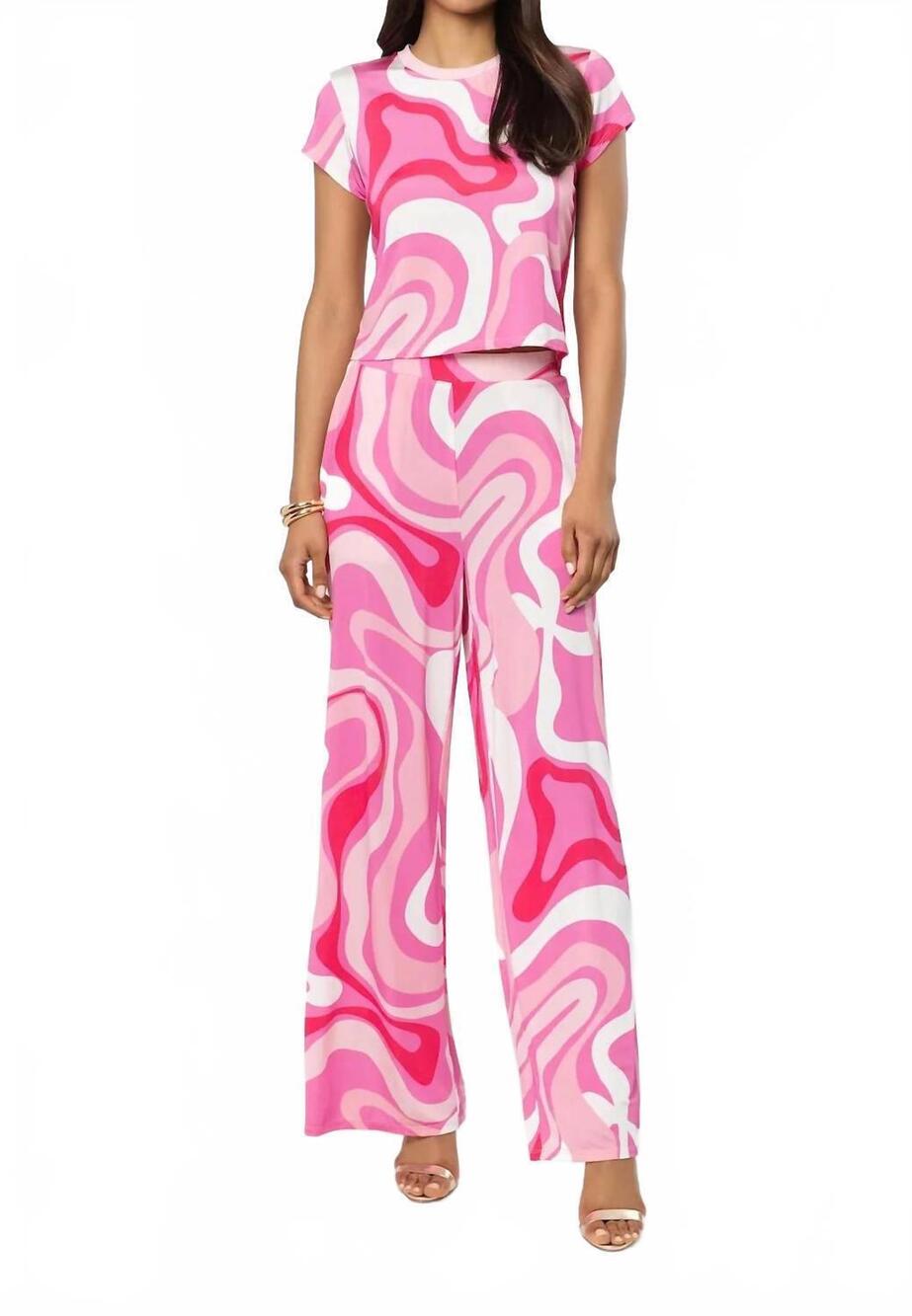 NEW GENERATION LOVE kai geometric jersey top in pink